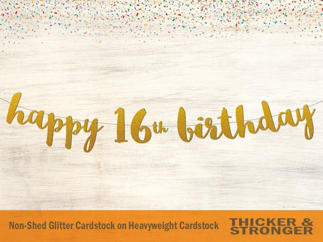 Happy 16th Birthday Banner, Script Font - Sweet 16 Banner, 16th Birthday Banner, Birthday Banner, Happy Birthday Banner