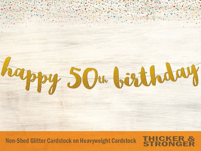 Happy 50th Birthday Banner, Script Font - 50th Birthday Party, Happy Birthday, 50th Birthday Banner, Party Decoration