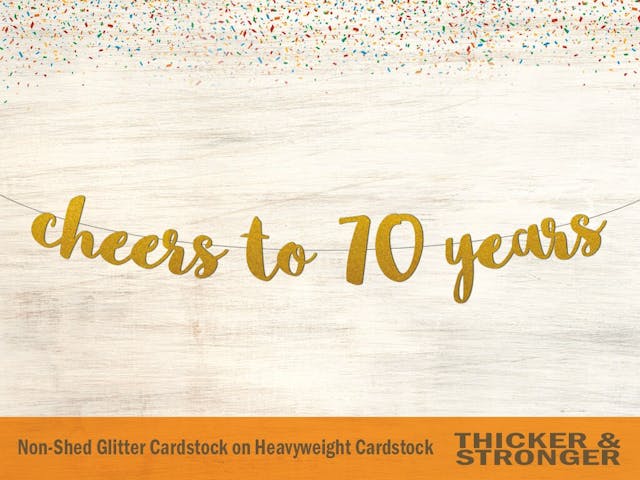 Cheers To 70 Years Banner, Script Font - 70th Birthday Party, 70th Birthday Decor, 70th Party Banner, 70th Anniversary