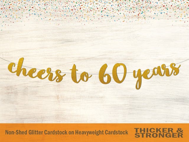 Cheers To 60 Years Banner, Script Font - 60th Birthday Party, 60th Anniversary, 60th Birthday Decor, 60th Birthday