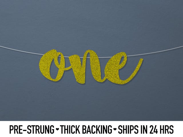 One Banner, Script Font - First Birthday, 1st Birthday Banner, Birthday Decoration, high chair banner