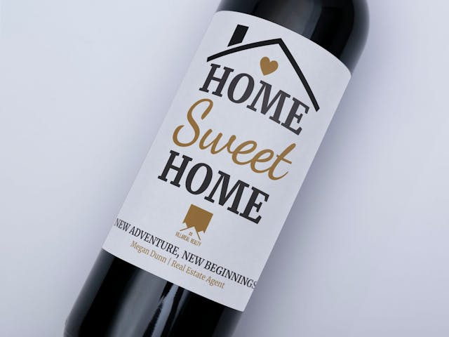 Housewarming Wine Label - Home sweet home, custom message