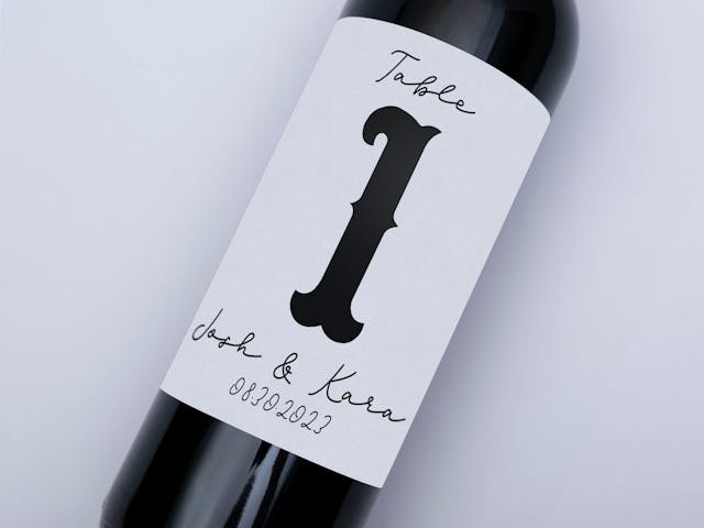 Wedding Wine Label - Table number wine bottle label, large bold number