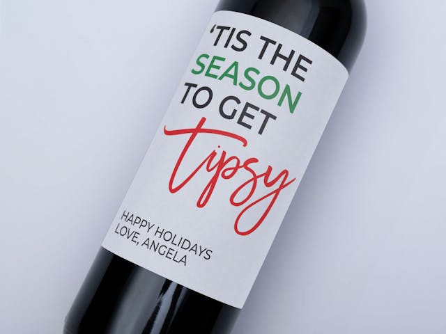 Festive Wine Label - 'Tis the season to get tipsy, custom message