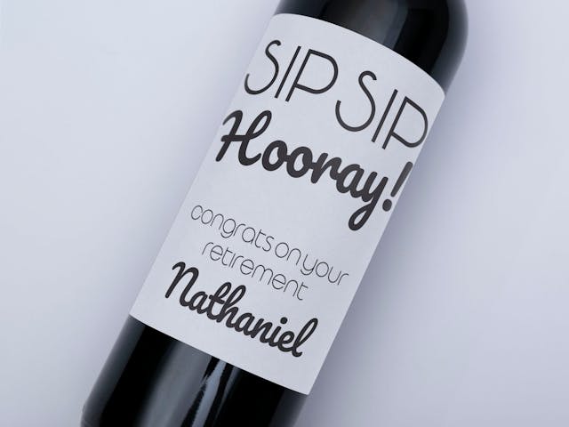 Retirement Wine Label - Sip sip hooray, custom message
