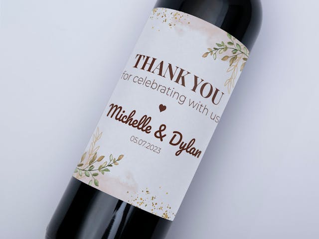 Wedding Wine Label - Thank you for celebrating with us