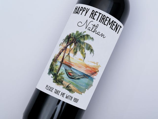 Retirement Wine Label - Happy retirement, please take me with you, custom message