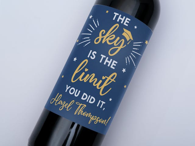 Graduation Wine Label - The sky is the limit, custom message