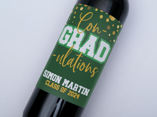 Graduation Wine Label - Con-grad-ulations, congratulations, custom message