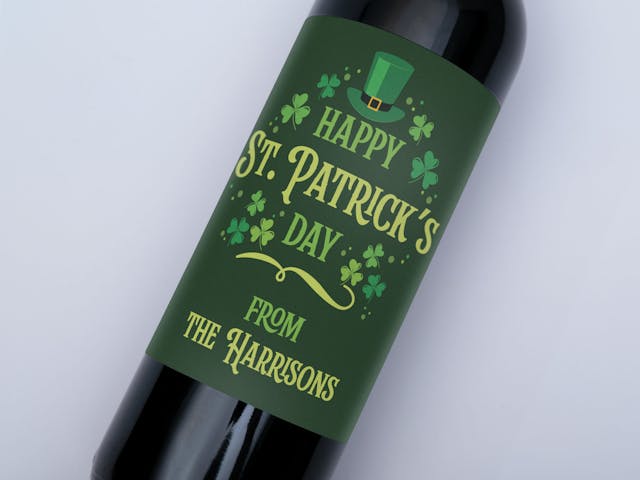 St. Patrick's Day Wine Label - Happy St. Patrick's Day, custom message