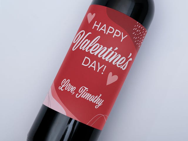 Valentine's Day Wine Label - Happy Valentine's Day, custom message