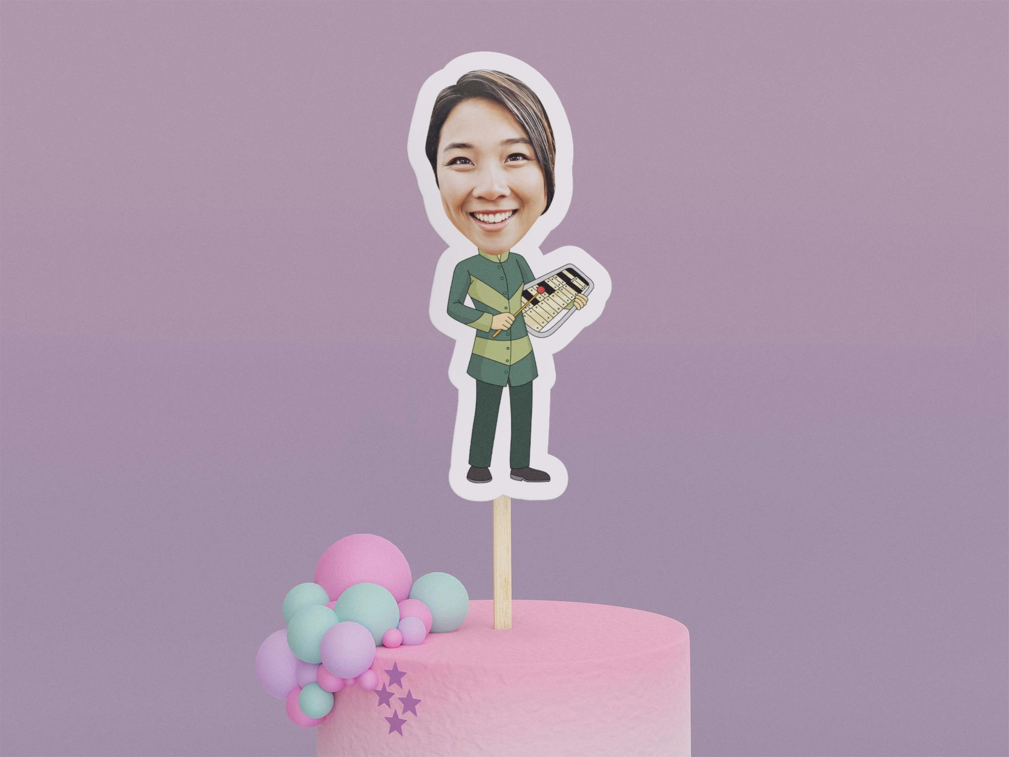 Cartoon Xylophone Player Cake Toppers - Custom Birthday Party Cake Toppers, Party Decoration