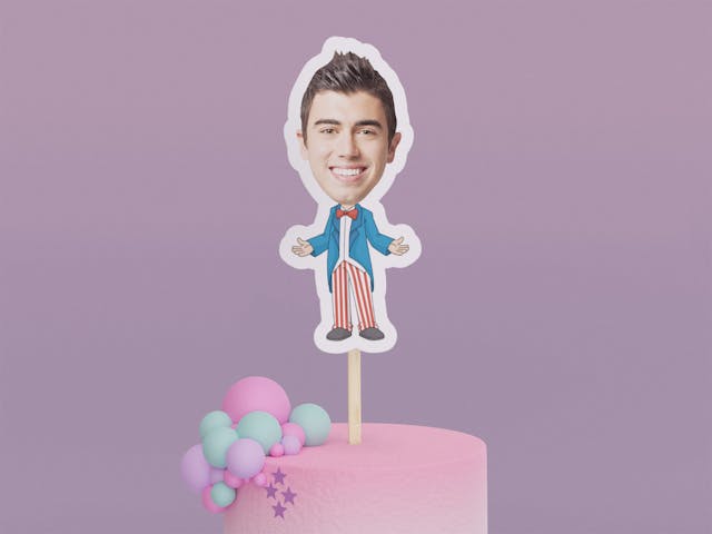 Cartoon Uncle Sam with Small Bow Cake Toppers - Custom Birthday Party Cake Toppers, Party Decoration