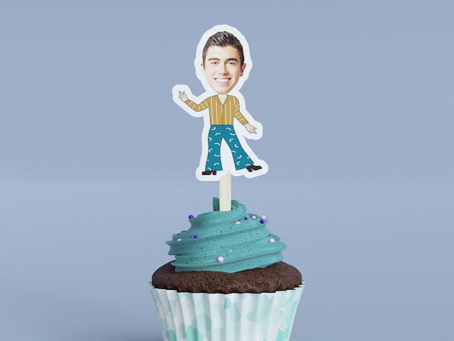 Cartoon Disco Dancer with Flared Pants Cupcake Toppers - Custom Birthday Party Cupcake Toppers, Party Decoration, Donut Cake Muffin Topper