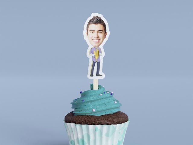 Cartoon Cymbal Player Cupcake Toppers - Custom Birthday Party Cupcake Toppers, Party Decoration, Donut Cake Muffin Topper