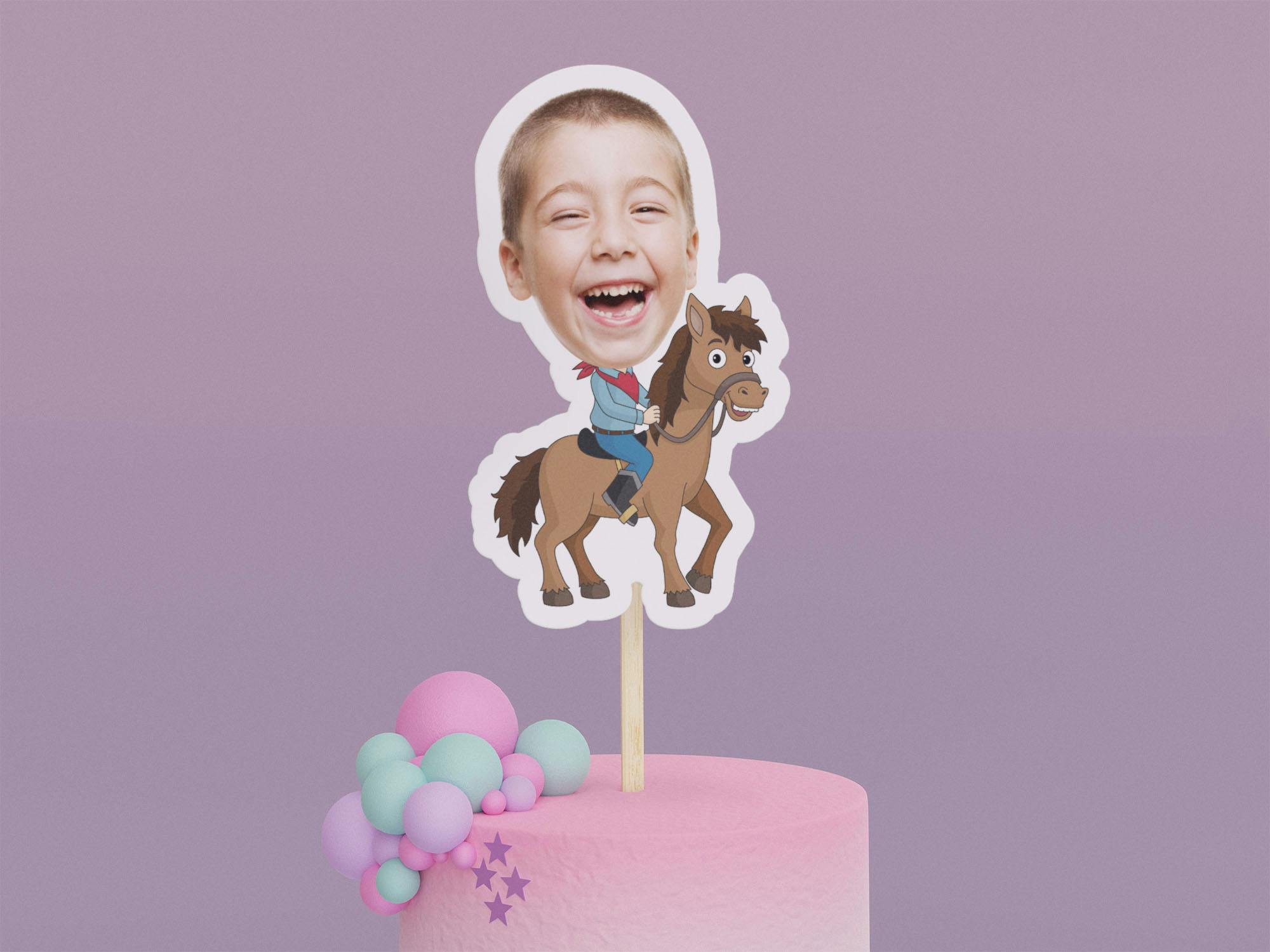 Cartoon Horse Cake Toppers - Custom Birthday Party Cake Toppers, Party Decoration