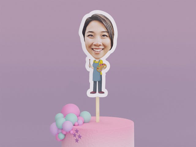 Cartoon Artist with Apron Cake Toppers - Painter, Custom Birthday Party Cake Toppers, Party Decoration