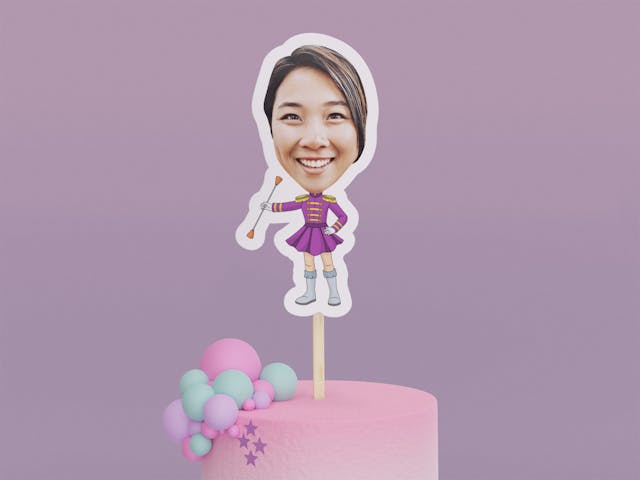 Cartoon Majorette Cake Toppers - Custom Birthday Party Cake Toppers, Party Decoration