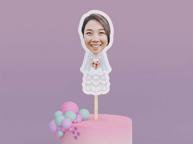 Cartoon Wedding Bride Cake Toppers - Custom Birthday Party Cake Toppers, Party Decoration