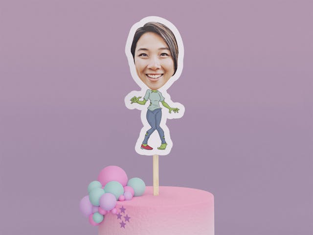 Cartoon Zombie with Blue Pants Cake Toppers - Custom Halloween Party Cake Toppers, Party Decoration