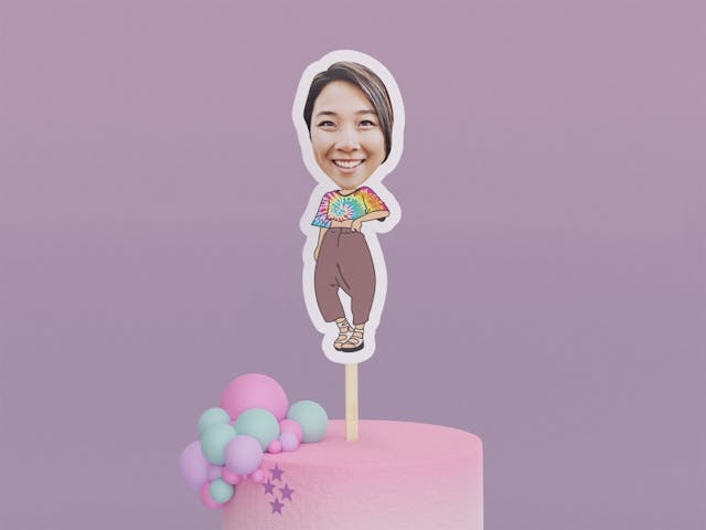 Cartoon Hippie with Small Shirt Cake Toppers - Custom Birthday Party Cake Toppers, Party Decoration