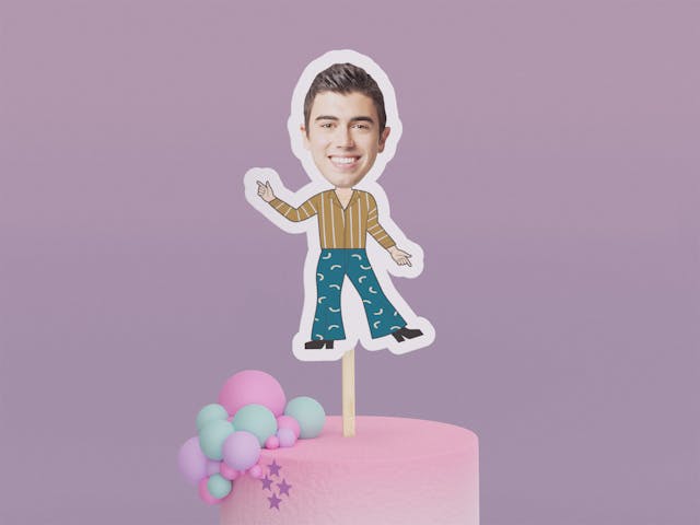 Cartoon Disco Dancer with Flared Pants Cake Toppers - Custom Birthday Party Cake Toppers, Party Decoration