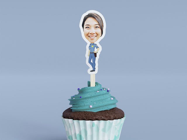 Cartoon Police Cupcake Toppers - Custom Birthday Party Cupcake Toppers, Party Decoration, Donut Cake Muffin Topper